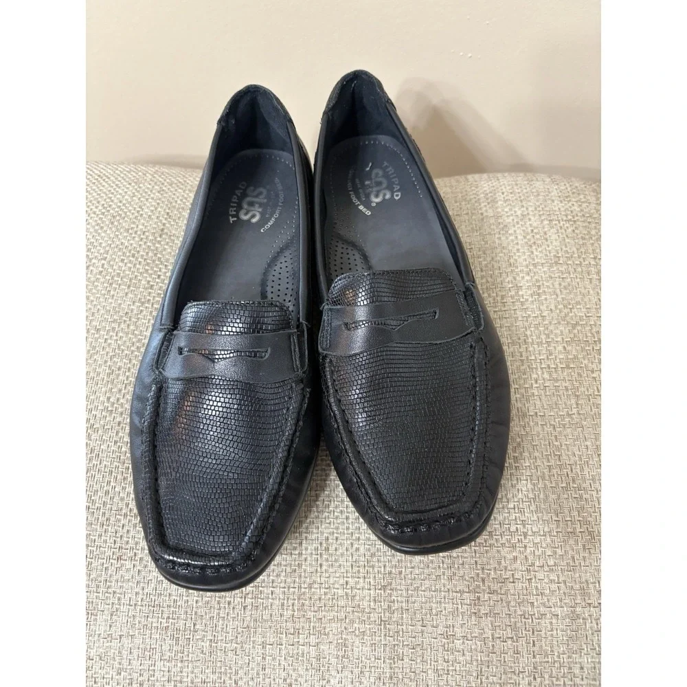 SAS Womens Penny Loafers Size 8 N Black Leather Comfort Slip On Casual‎ Shoes